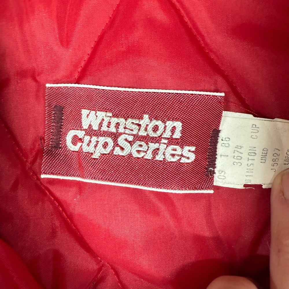 Vintage 1980s NASCAR Winston Cup Series Jacket Mens Large Red Puffer Made in USA - Picture 5 of 16